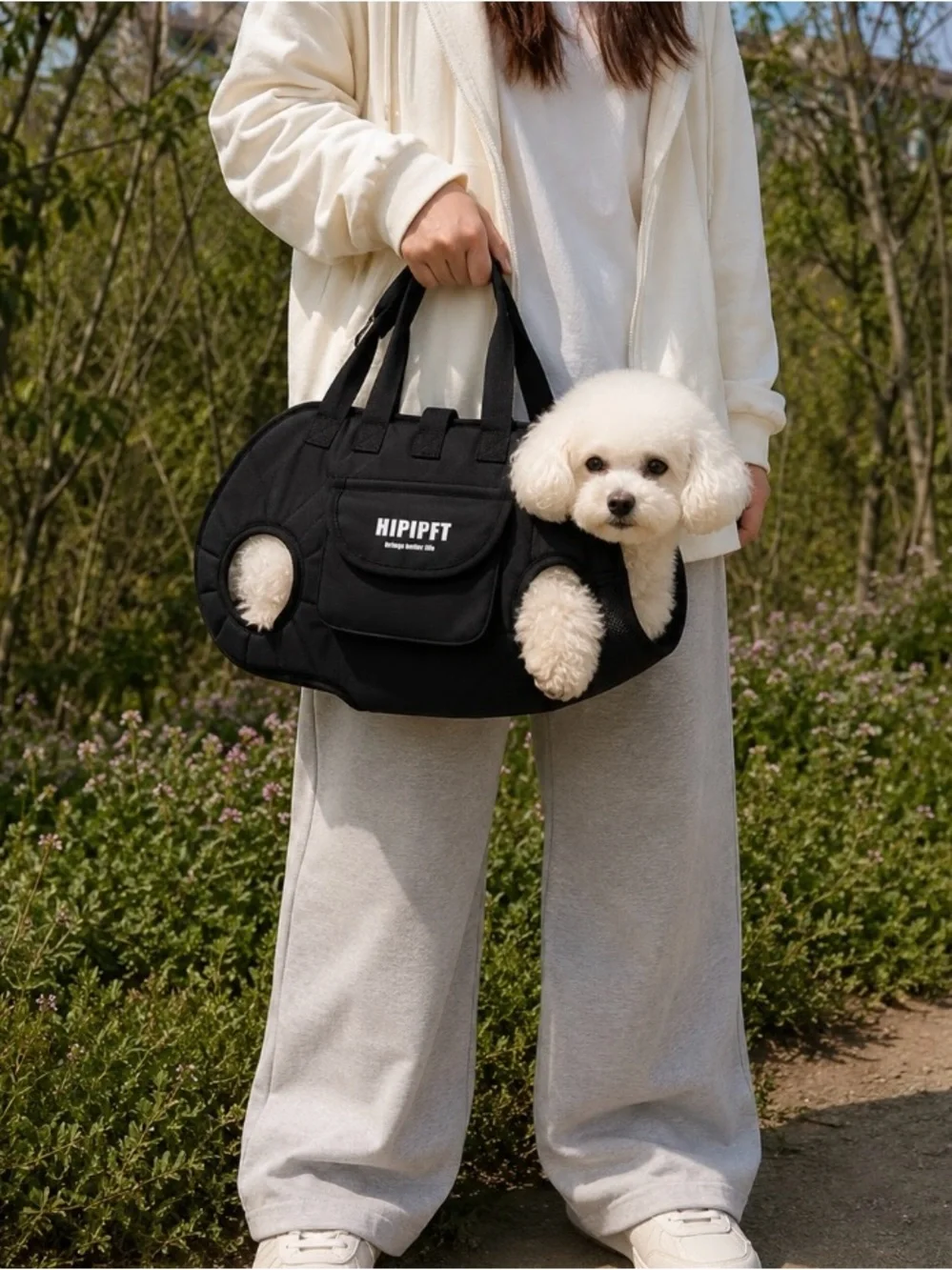 Black Soft-Sided Dog Carrier Tote for Small Pets